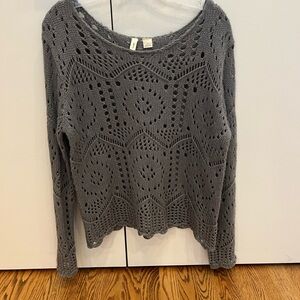 Moth by Anthropologie Size Small Grey Open-Knit Sweater
